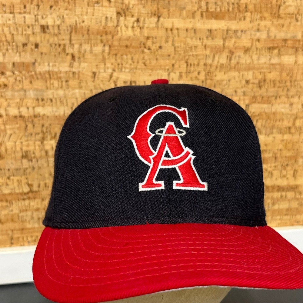 Vintage California Angels Fitted Hat 7 1/8 Navy Red  MLB‎ Wool 100% Made in USA